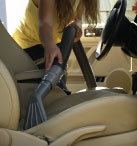 interior of car being cleaned